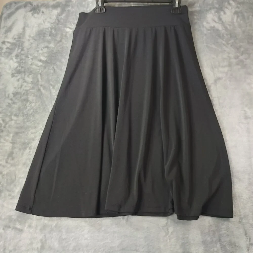 Cato Womens Black A Line Midi Skirt Size Large Stretch Knit Casual Work Travel - Picture 1 of 7